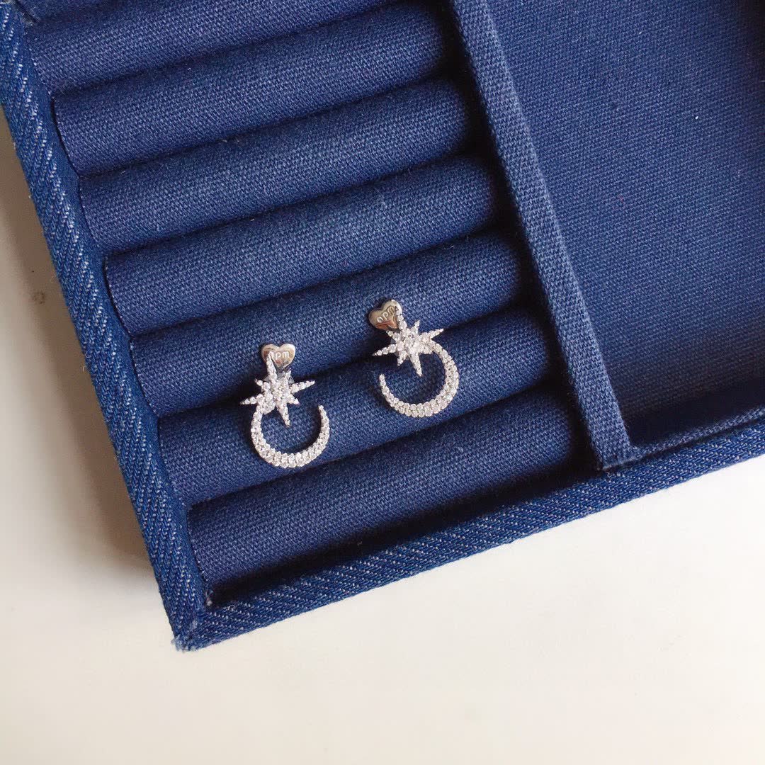 APM Monaco Star and Crescent Stud Earrings
